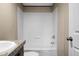 Bathroom featuring single sink vanity and a shower-tub combination at 116 Wisteria Falls Trl, Saint Stephen, SC 29479