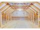Spacious unfinished attic with exposed wood beams and insulation at 1677 French Santee Rd, Jamestown, SC 29453