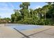 Well-maintained blue tennis court surrounded by lush greenery, offering a private and scenic recreational space at 303 Lakeside Dr # C-2, Mount Pleasant, SC 29464