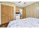 Relaxing bedroom with nautical themed bedding, hardwood floors and spacious closet at 3323 Myrtle St, Edisto Island, SC 29438