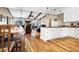 Open floor plan with hardwood floors showing the living room and kitchen combo at 3323 Myrtle St, Edisto Island, SC 29438
