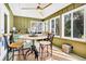 Bright sunroom with large windows, a dining table, and unique decor at 3323 Myrtle St, Edisto Island, SC 29438