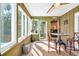 Charming sun room with windows, and vintage fan at 3323 Myrtle St, Edisto Island, SC 29438