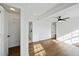 Bright bedroom with hardwood floors, ensuite bath and closet at 1409 Main St, Bonneau, SC 29431
