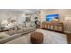 Inviting living room featuring hardwood floors, neutral furniture, and an adjacent kitchen at 162 Cherry Grv Dr, Summerville, SC 29483