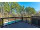 Pool deck with wooden railing overlooking a refreshing pool surrounded by lush green trees on a sunny day at 214 Shelby Shea Ln, Moncks Corner, SC 29461