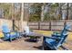 Cozy backyard with a fire pit, Adirondack chairs, and a wooded perimeter for privacy at 2634 Lani Ct, Charleston, SC 29414