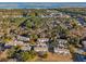 Aerial perspective of the townhome complex situated amongst rich greenery and serene water at 2886 Woodland Park Dr, Mount Pleasant, SC 29466