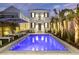 Stunning pool and backyard with palm trees at twilight at 34 Percy St, Charleston, SC 29403