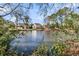 Picturesque backyard pond offering a peaceful retreat with views of surrounding trees and a charming home at 415 Parkdale Dr # 12B, Charleston, SC 29414