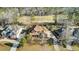 Aerial view showcasing a house with pool, beautiful landscaping, mature trees, and circular driveway at 4162 Club Course Dr, North Charleston, SC 29420