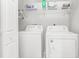 Bright laundry room with washer, dryer, and shelving, providing ample storage space at 94 W 2Nd St, Folly Beach, SC 29439