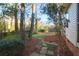 Lush backyard with stepping stone pathway, manicured landscaping, and privacy fence at 109 Nelson Ct, Summerville, SC 29485