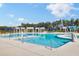 The community pool offers space to swim and lounge under covered areas, surrounded by lush green trees at 202 N Light Way, Summerville, SC 29486
