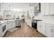 Modern kitchen boasts white cabinets, stainless steel appliances, and a farmhouse sink at 221 Waning Way, Charleston, SC 29492