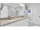 Bathroom featuring double sinks and a granite countertop with tile flooring and marble tile shower at 3473 Plow Ground Rd, Johns Island, SC 29455