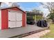 Backyard shed and deck with pergola sitting area at 4203 Marilyn Dr, North Charleston, SC 29418