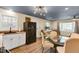 Open kitchen and dining area with updated butcher block countertops and stainless appliances at 4203 Marilyn Dr, North Charleston, SC 29418