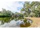 Picturesque view of a tranquil pond surrounded by lush trees and well-maintained landscaping at 482 Sea Cloud Cir, Edisto Island, SC 29438