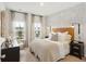 Cozy bedroom boasts a comfortable bed, stylish wallpaper, and plenty of natural light at 1014 Tulip Shell St, Summerville, SC 29485