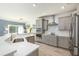 Modern kitchen featuring stainless steel appliances, quartz countertops, and sleek grey cabinets at 126 Lakelyn Rd, Moncks Corner, SC 29461