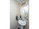 Practical powder room featuring a pedestal sink, large mirror, and simple lighting, designed for functionality at 138 Hidden Palms Blvd, Summerville, SC 29485