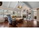 Spacious living room features vaulted ceilings and a fireplace at 1409 Dune Loft Villas, Seabrook Island, SC 29455