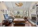 Bright living room with a fireplace, hardwood floors, and comfortable seating at 1409 Dune Loft Villas, Seabrook Island, SC 29455
