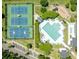 A birds-eye view of a pool, playground, and tennis and basketball courts located in a residential community at 2788 Carolina Isle Dr, Mount Pleasant, SC 29466