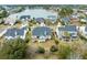 Stunning aerial view of a neighborhood with lake access, showcasing well-manicured lawns and charming homes at 2788 Carolina Isle Dr, Mount Pleasant, SC 29466