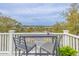 Balcony with table and chairs showcasing a scenic view of the trees, river and sky at 3204 Waterway Blvd, Isle of Palms, SC 29451