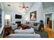 Bright living room with high ceilings, fireplace, and comfortable seating at 3425 Oxfordshire Ln, Mount Pleasant, SC 29466