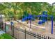 View of a colorful playground with swings, slides, and a train play structure at 3425 Oxfordshire Ln, Mount Pleasant, SC 29466