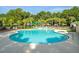 Community pool featuring lush greenery, chairs and umbrellas for residents to enjoy at 3425 Oxfordshire Ln, Mount Pleasant, SC 29466