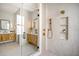 Spacious bathroom showcasing glass shower and modern vanities at 40 Pitt St, Charleston, SC 29401