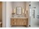 Elegant bathroom featuring stylish vanity and glass shower at 40 Pitt St, Charleston, SC 29401