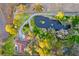 Aerial view of sprawling estate with pond, winding driveway, luxurious home and pool surrounded by lush landscaping at 4009 Ballovista Rd, Johns Island, SC 29455