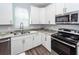 Close-up of kitchen featuring granite counters, stainless steel sink and appliances at 413 Renau Blvd, Summerville, SC 29483