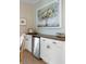 Dining room with a custom built-in bar area, wooden countertop and stainless steel mini fridge at 1420 Polly Point Rd, Wadmalaw Island, SC 29487
