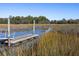 Picturesque dock on the water's edge, blending into the serene marshland scenery, ideal for nature lovers at 1420 Polly Point Rd, Wadmalaw Island, SC 29487