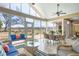 Inviting sunroom with comfortable seating and picturesque views of the outdoors at 1420 Polly Point Rd, Wadmalaw Island, SC 29487