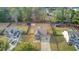 Aerial view of a home with a large, fenced backyard featuring a trampoline and storage shed at 1633 Pimlico Blvd, Moncks Corner, SC 29461