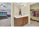 Bathroom featuring double sink vanity, framed mirror, and plenty of cabinet space for optimal organization at 1633 Pimlico Blvd, Moncks Corner, SC 29461