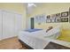 Bedroom with hardwood floors, double closets, light yellow walls, and a comfortable bed at 3518 Gatetree Rd, Johns Island, SC 29455