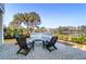 A cozy outdoor patio with a modern fire pit and inviting lounge chairs, offering a peaceful retreat with scenic lake views at 4176 Victory Pointe Dr, Mount Pleasant, SC 29466