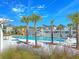 Community pool with palm trees and lounge seating offers a great place to relax and socialize at 87 Morning Song St, Summerville, SC 29485