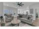 Inviting living room with comfortable seating and an open floor plan to the kitchen at 87 Morning Song St, Summerville, SC 29485