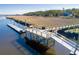 Aerial view of a private dock featuring seating and access to marsh, perfect for relaxing with scenic views at 1602 John Fenwick Ln, Johns Island, SC 29455