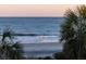 Stunning beach view framed by palm trees, offering a serene coastal scene at 19 Grand Pavilion Blvd, Isle of Palms, SC 29451