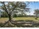 An expansive backyard, featuring a large tree, lawn chairs, and a dock leading to the water at 2101 Guerins Bridge Rd, Wando, SC 29492